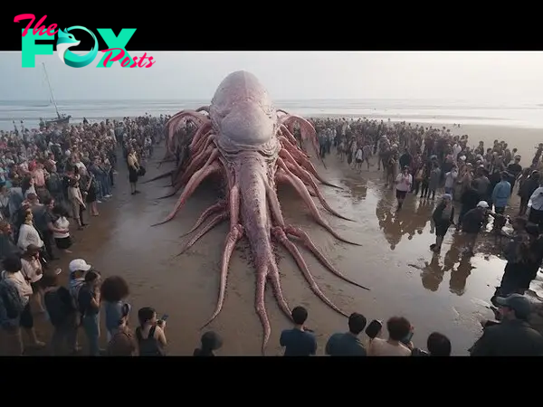 It Looked Like a Giant Squid Until Someone Got Close To It - YouTube