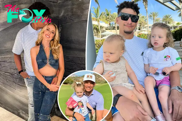 Brittany Mahomes and Patrick Mahomes in Cabo, Mexico with their kids.