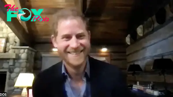 Prince Harry speaks on videocall.