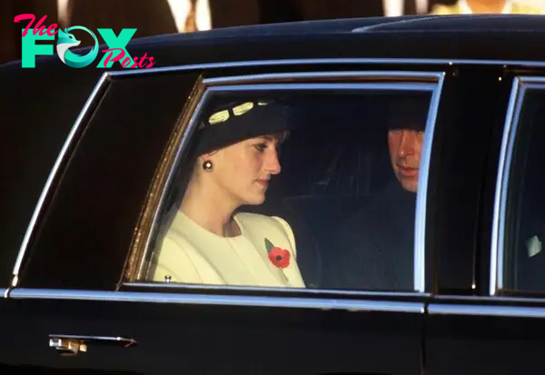 Princess Diana and King Charles III in a car