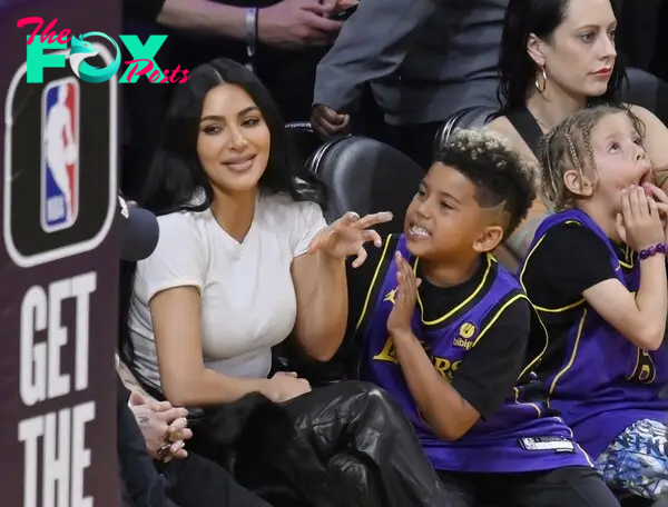Kim Kardashian with her son
