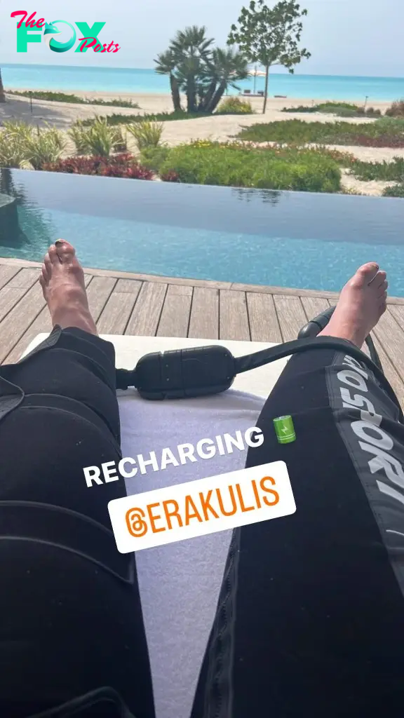 Cristiano Ronaldo relaxing by the pool at The St. Regis Red Sea Resort. 