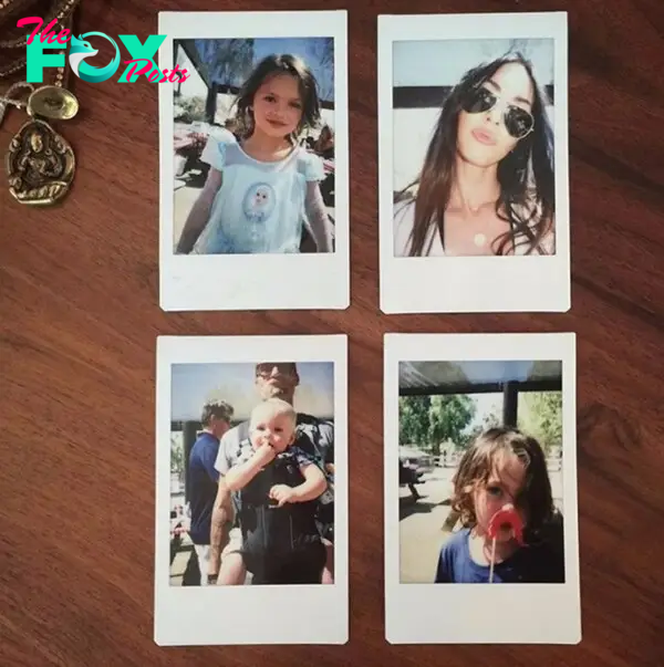 Polaroids of Megan Fox and her kids.