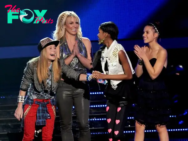 Beatrice Miller, Britney Spears, Diamond White and Carly Rose Sonenclar on "The X Factor"