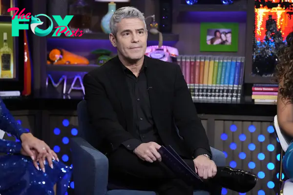 Andy Cohen sitting on "WWHL"