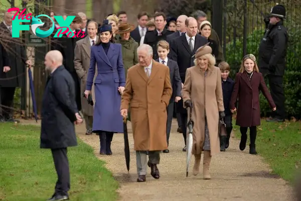 Kate Middleton walking behind King Charles