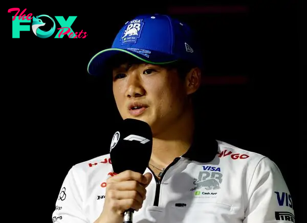 RB's Yuki Tsunoda during a press conference ahead of the grand prix.