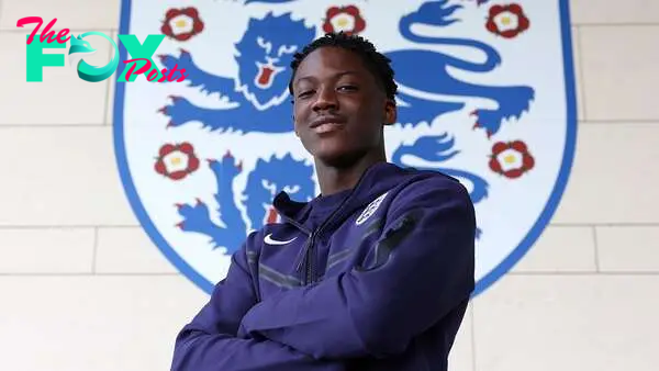 BURTON UPON TRENT, ENGLAND - MARCH 19: Kobbie Mainoo of England poses for a photo at St George's Park on March 19, 2024 in Burton upon Trent, England. (Photo by Eddie Keogh - The FA/The FA via Getty Images)