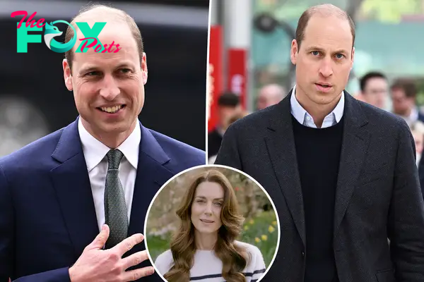 Prince William with an inset of Kate Middleton.