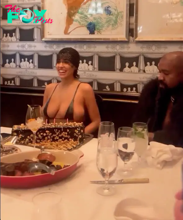 Bianca Centori wore a tiny bikini top when she went out for dinner with Kanye West