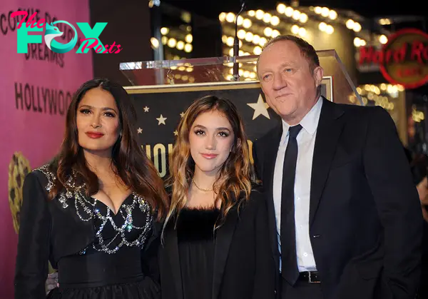 Salma Hayek with her husband and daughter