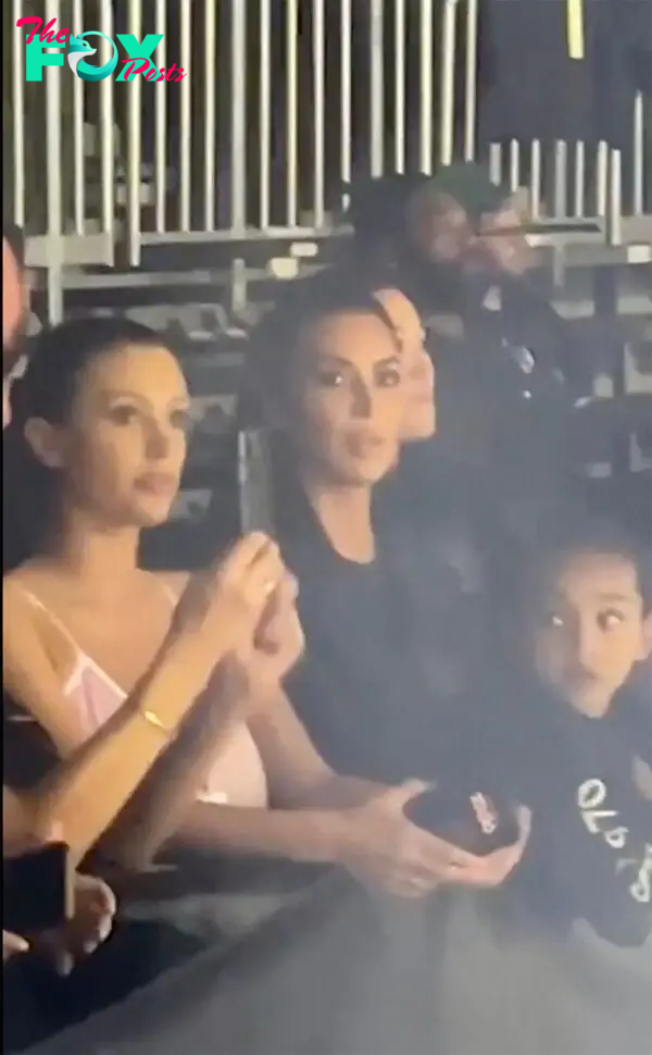 Bianca Censori with Kim Kardashian at a Kanye West listening party