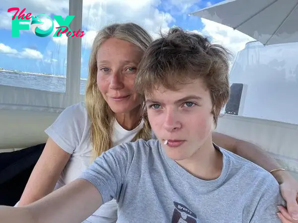 Gwyneth Paltrow with son Moses in a selfie on a boat