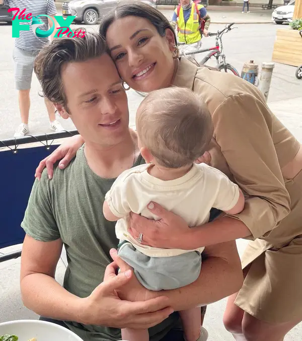 Lea Michele and Zandy Reich with their son, Ever.