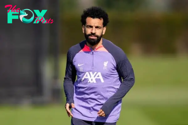 LIVERPOOL, ENGLAND - Wednesday, March 6, 2024: Liverpool's Mohamed Salah during a training session at the AXA Training Centre ahead of the UEFA Europa League Round of 16 1st Leg match between AC Sparta Prague and Liverpool FC. (Photo by Jessica Hornby/Propaganda)