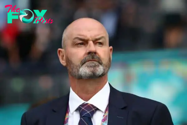 GLASGOW, SCOTLAND - JUNE 22: Steve Clarke, Head Coach of Scotland looks on prior to the UEFA Euro 2020 Championship Group D match between Croatia and Scotland at Hampden Park on June 22, 2021 in Glasgow, Scotland. (Photo by Jan Kruger - UEFA)
