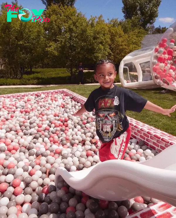 Psalm West in a ball pit.