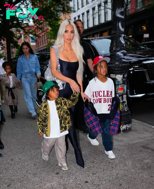 Kim Kardashian with her sons.