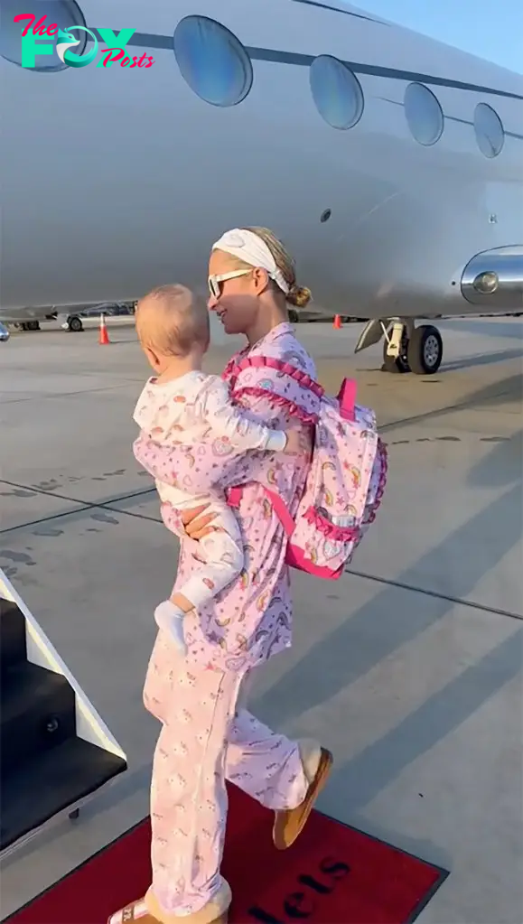 Paris Hilton and Phoenix boarding a private jet. 