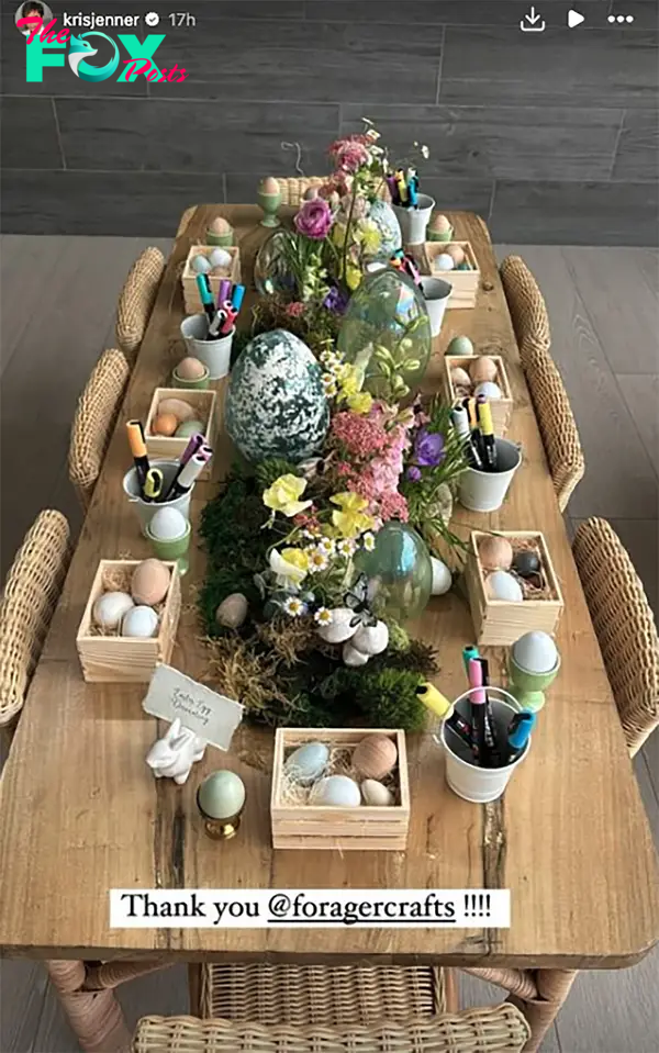 Kris Jenner's Easter egg decorating table