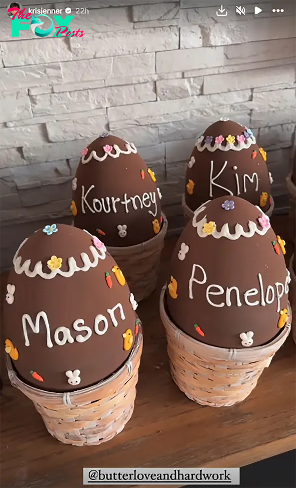 Kris Jenner's Instagram Story of her Easter chocolate eggs