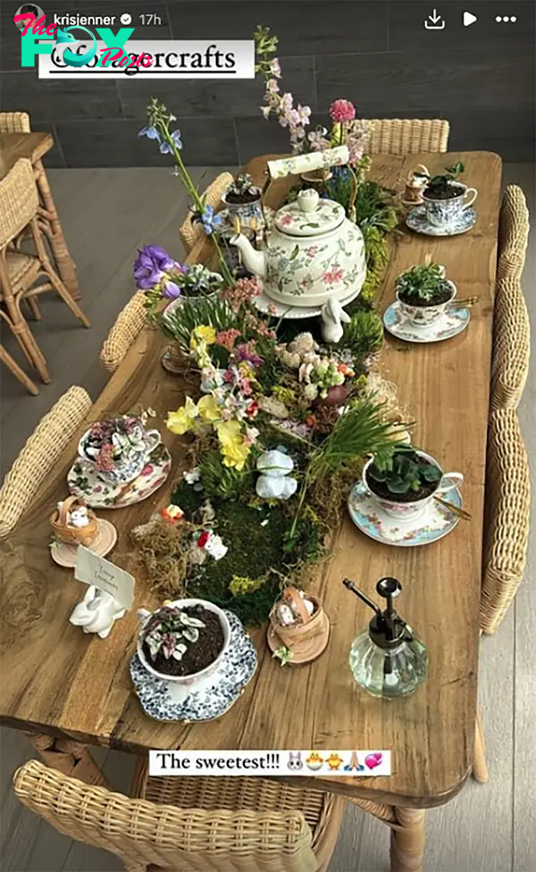 Kris Jenner's Instagram Story of Easter teacups