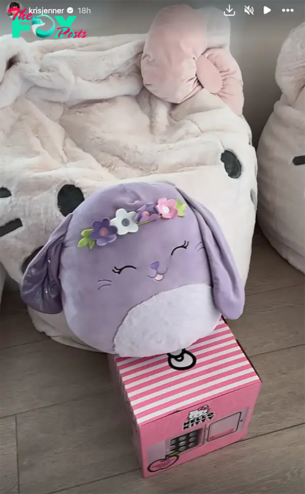 Kris Jenner's Easter baskets of Hello Kitty pillows