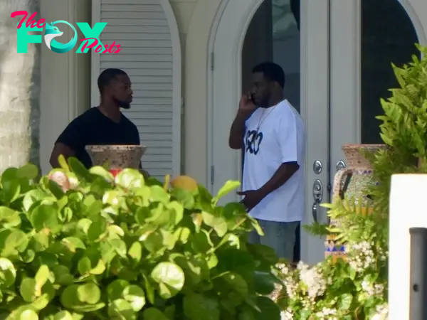 Sean Combs outside his miami home.