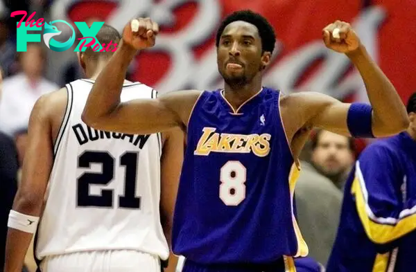 Los Angeles Lakers guard Kobe Bryant celebrates.
