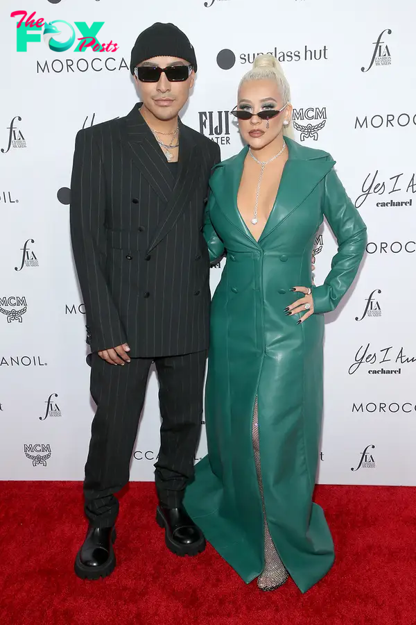 Etienne Ortega and Christina Aguilera attend The Daily Front Row's 6th Annual Fashion Los Angeles Awards