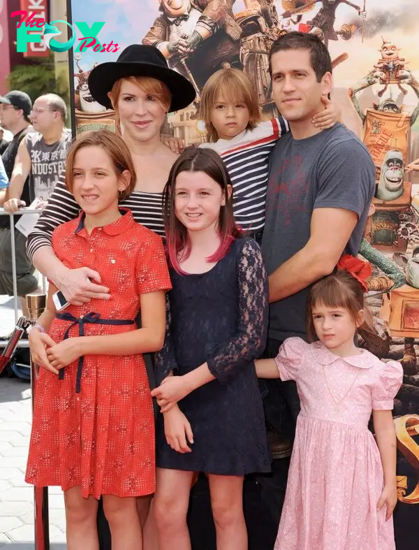 Actress Molly Ringwald, husband Panio Gianopoulos, daughters Mathilda Gianopoulos and Adele Gianopoulos