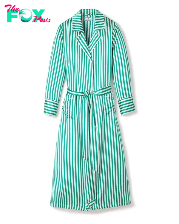A green striped slik robe