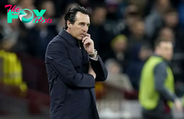 Villa manager Unai Emery watches from the touchline