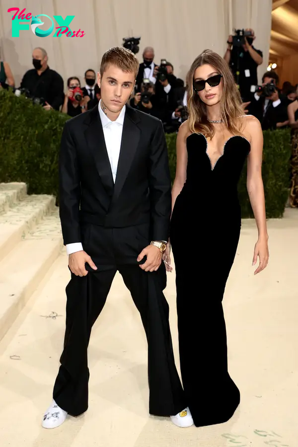 Hailey Bieber and Justin Bieber at the 2021 Met Gala.