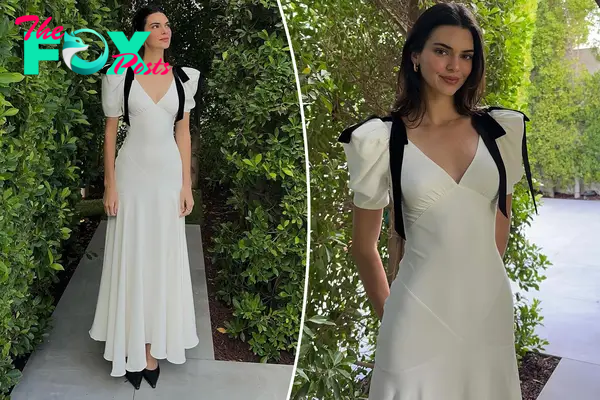 Kendall Jenner in flowy white gown on Easter 2024