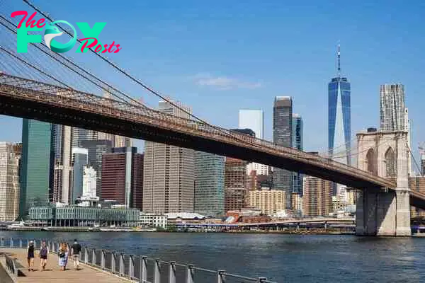 View of NYC skyline and Brooklyn Bridge