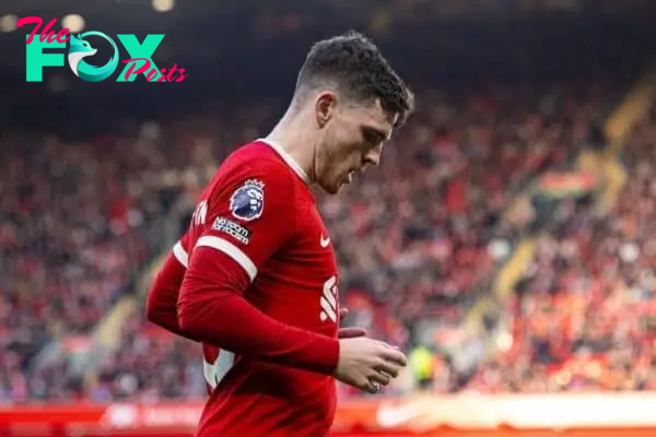 LIVERPOOL, ENGLAND - Saturday, February 10, 2024: Liverpool's Andy Robertson during the FA Premier League match between Liverpool FC and Burnley FC at Anfield. Liverpool won 3-1. (Photo by David Rawcliffe/Propaganda)