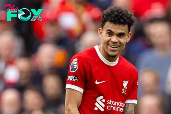 LIVERPOOL, ENGLAND - Sunday, March 31, 2024: Liverpool's Luis Díaz during the FA Premier League match between Liverpool FC and Brighton & Hove Albion FC at Anfield. Liverpool won 2-1. (Photo by David Rawcliffe/Propaganda)