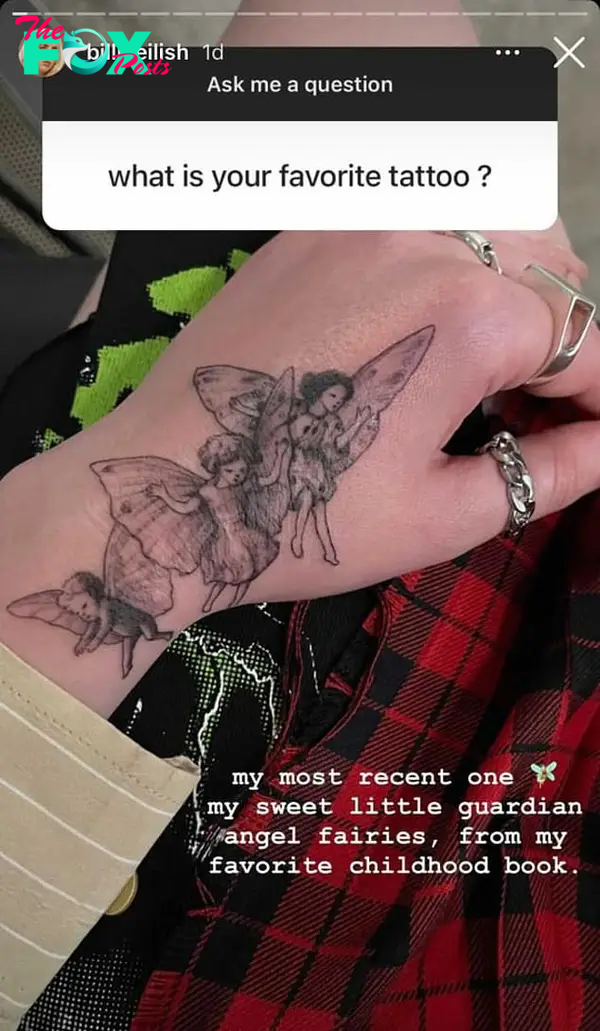 Billie Eilish's fairy tattoo on her hand
