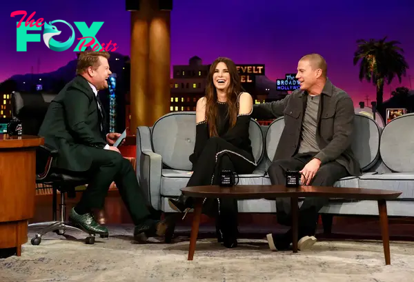 Channing Tatum and Sandra Bullock with James Corden