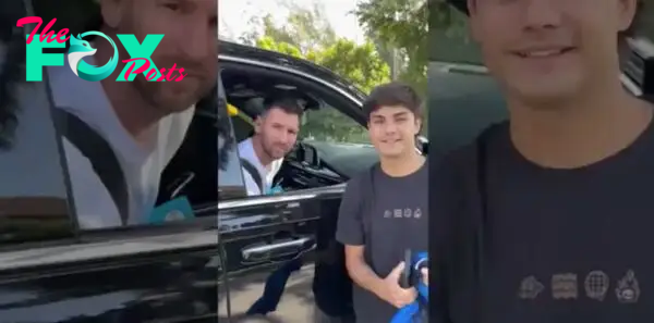 Lionel Messi was intercepted by some fans while he was in the car with wife Antonella and didn’t hesitate to pull over and take photos with them.