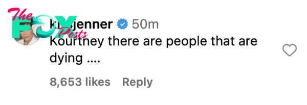 Kris Jenner commenting on Instagram 