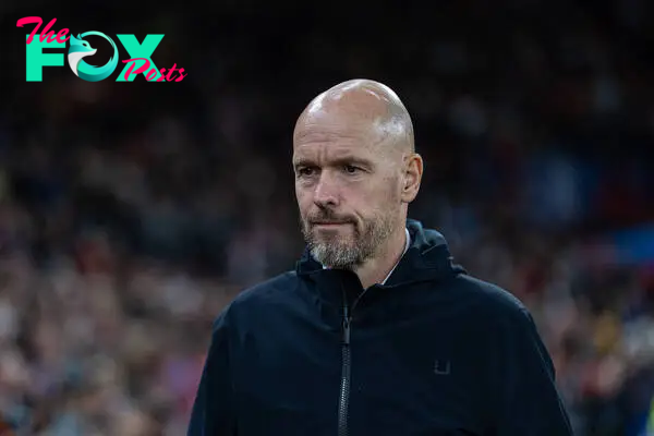 MANCHESTER, ENGLAND - Tuesday, October 3, 2023: Manchester United's manager Erik ten Hag before the UEFA Champions League Group A match between Manchester United FC and Galatasaray S.K. at Old Trafford. Galatasaray won 3-2. (Pic by David Rawcliffe/Propaganda)