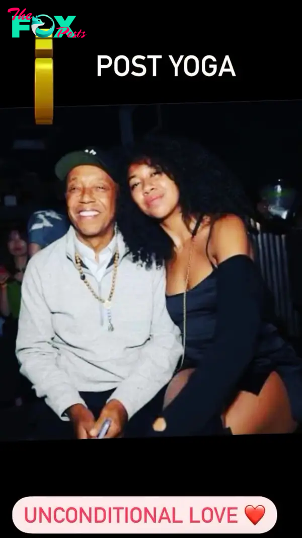 Russell Simmons and Aoki Lee Simmons posing together