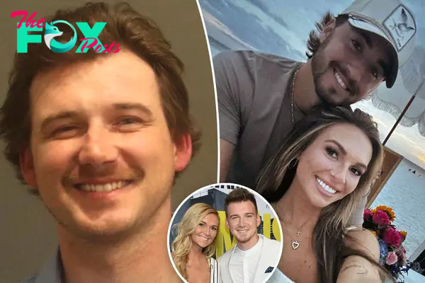 Morgan Wallen and KT Smith split image with her new fiancé.