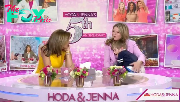 Hoda Kotb and Jenna Bush Hager sitting with Hal Hager on "Today"