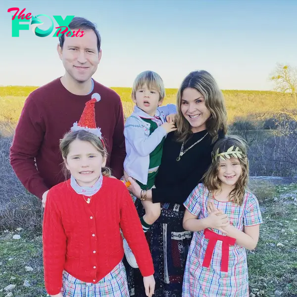Jenna Bush Hager and Henry Hager posing with their three kids