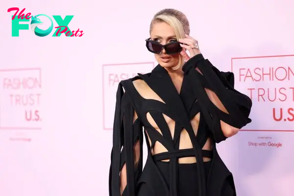 Paris Hilton in Mugler cutout blazer at Fashion trust Awards 2024