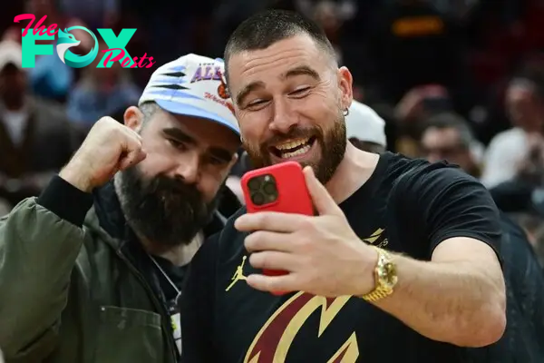 Travis and Jason Kelce snapping a selfie.