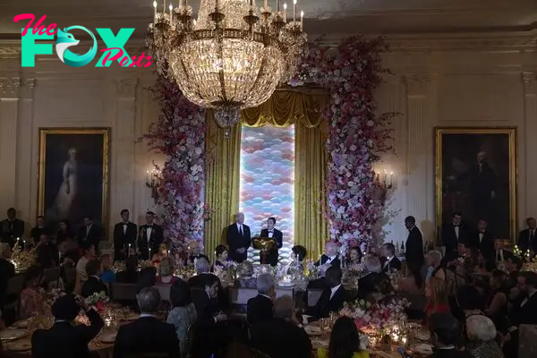 Kishida speaks ahead of a toast during a State Dinner at the White House.